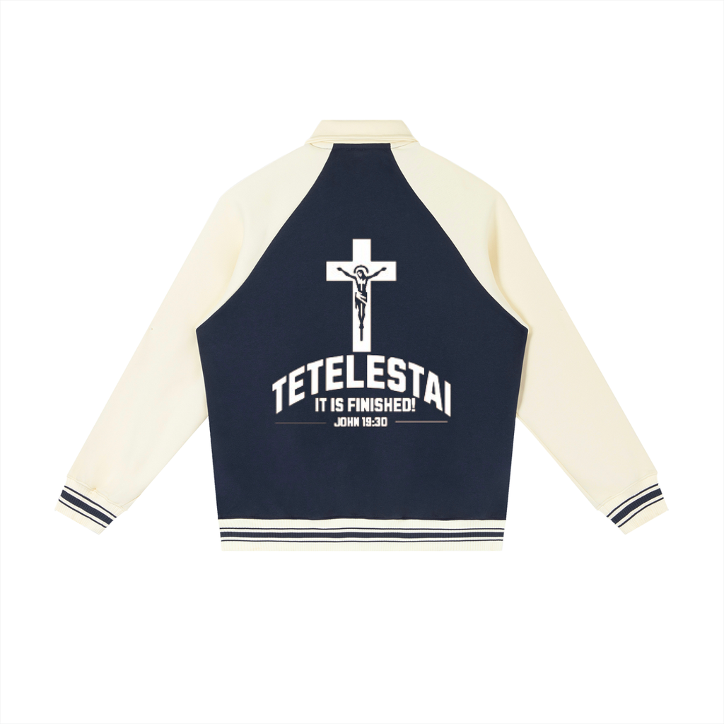 Contrast Raglan Sleeve Baseball Jacket