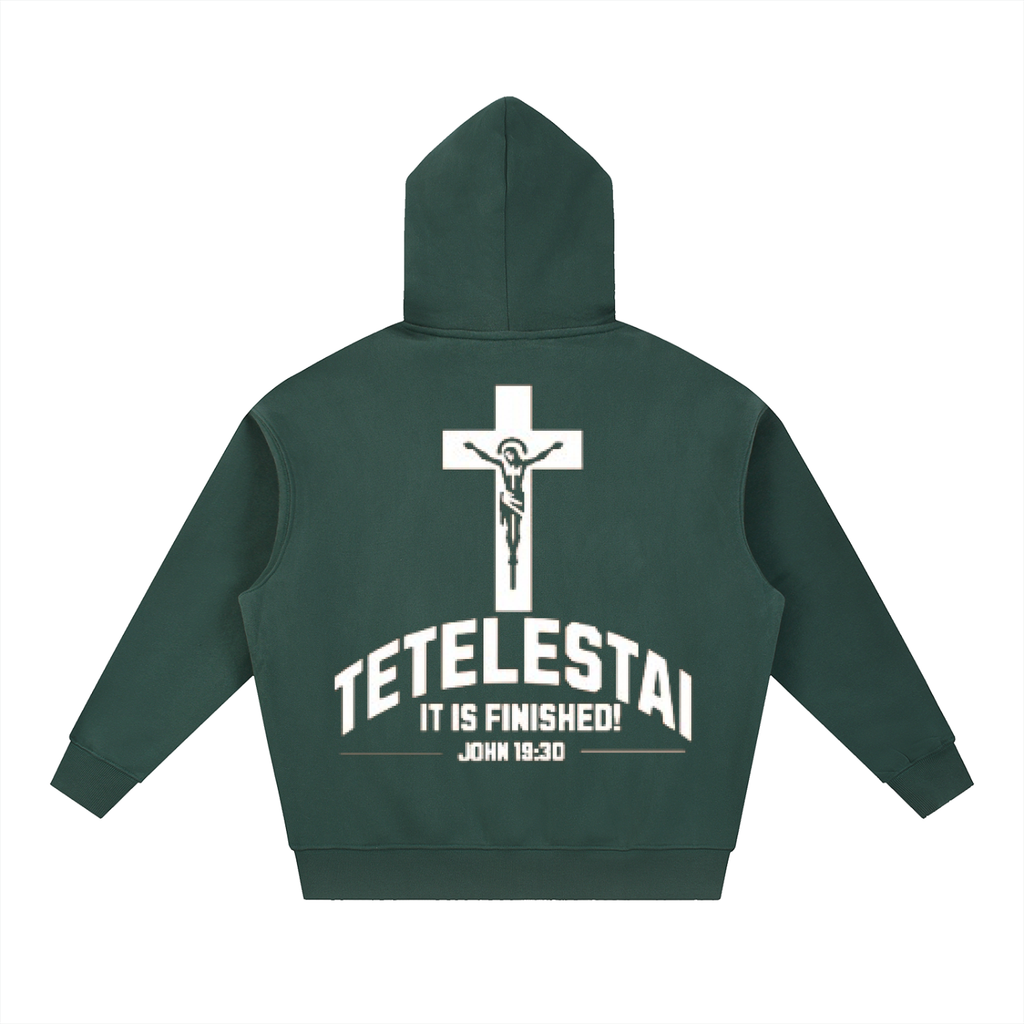 White Lettered Crucifix Hoodie