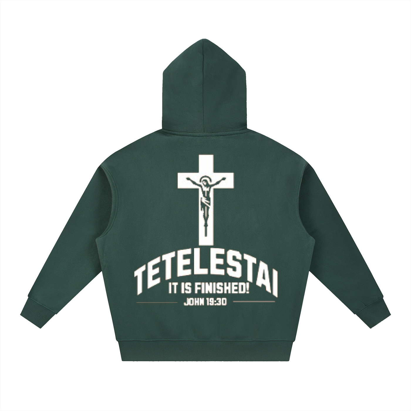 White Lettered Crucifix Hoodie