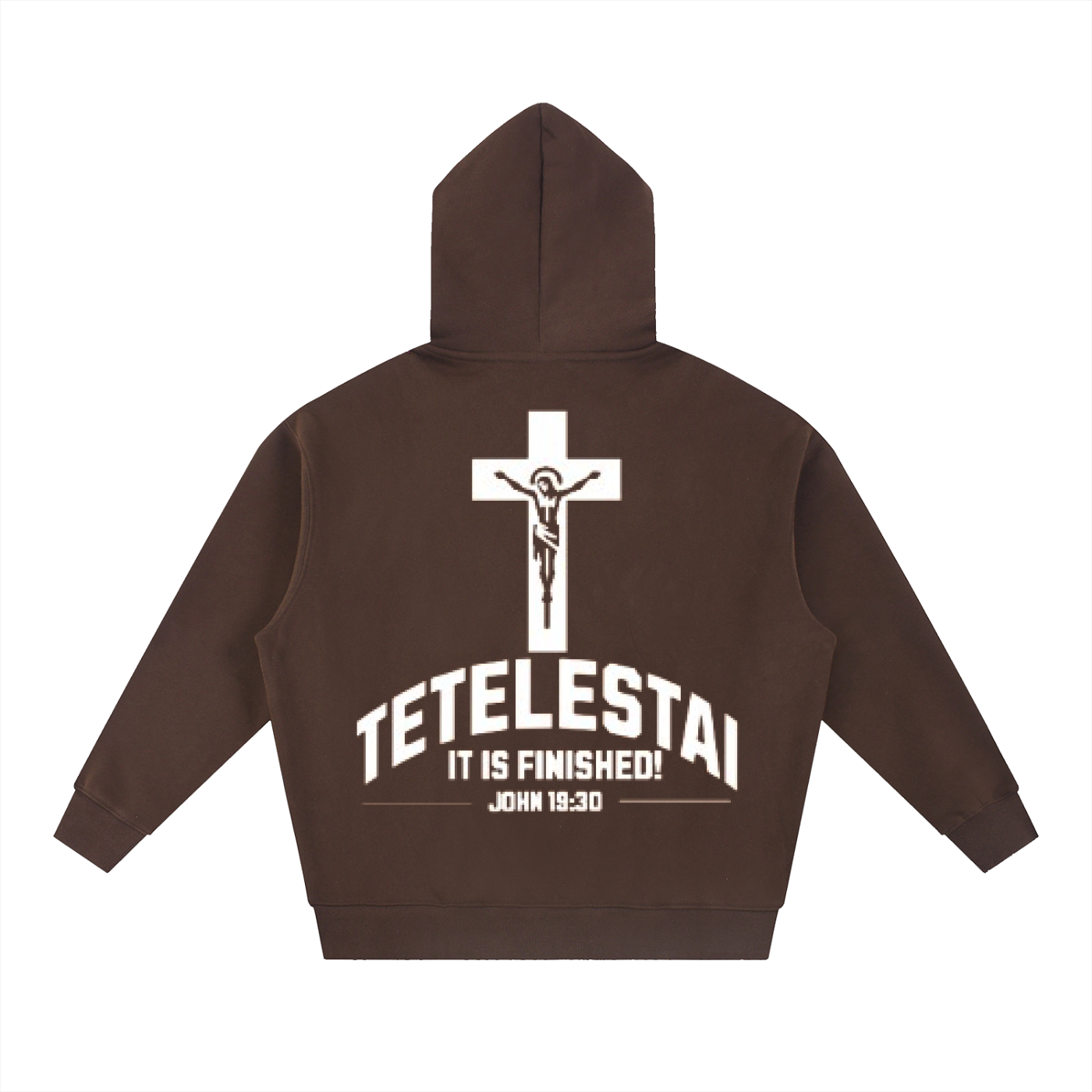 White Lettered Crucifix Hoodie