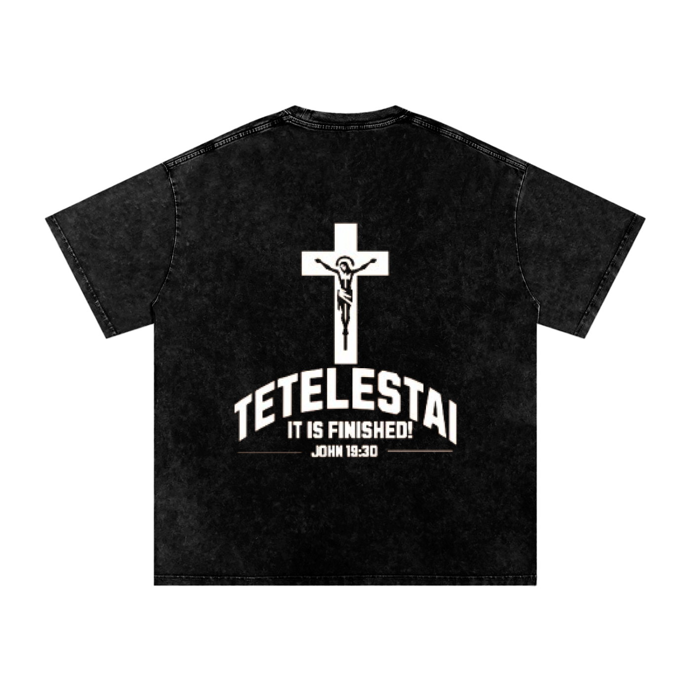 White Lettered Crucifix T-Shirt