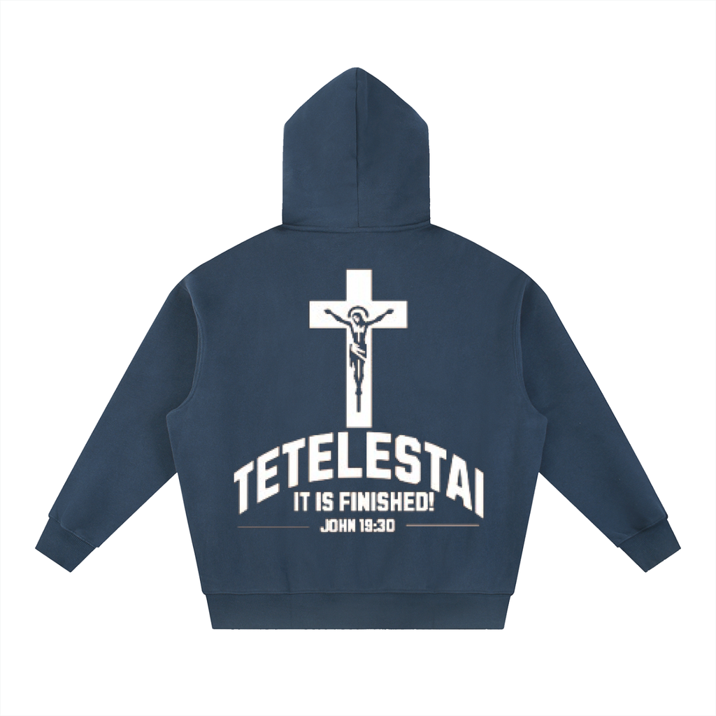 White Lettered Crucifix Hoodie