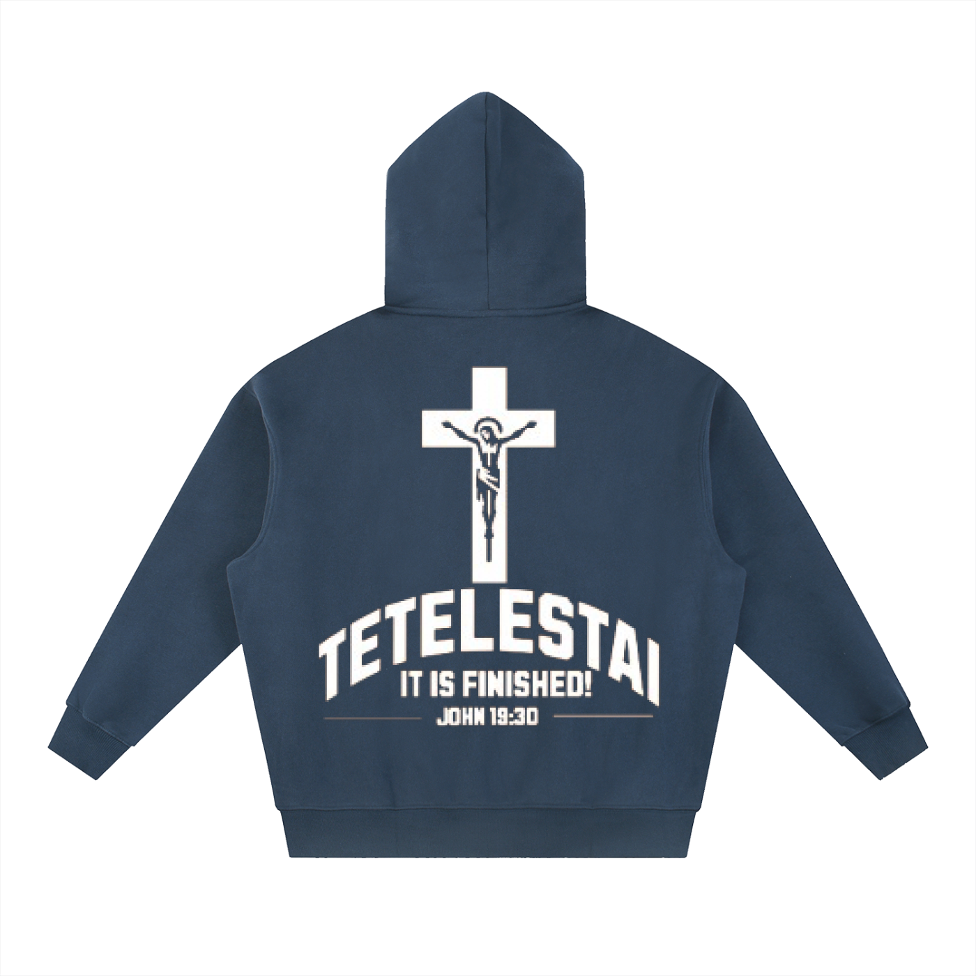White Lettered Crucifix Hoodie
