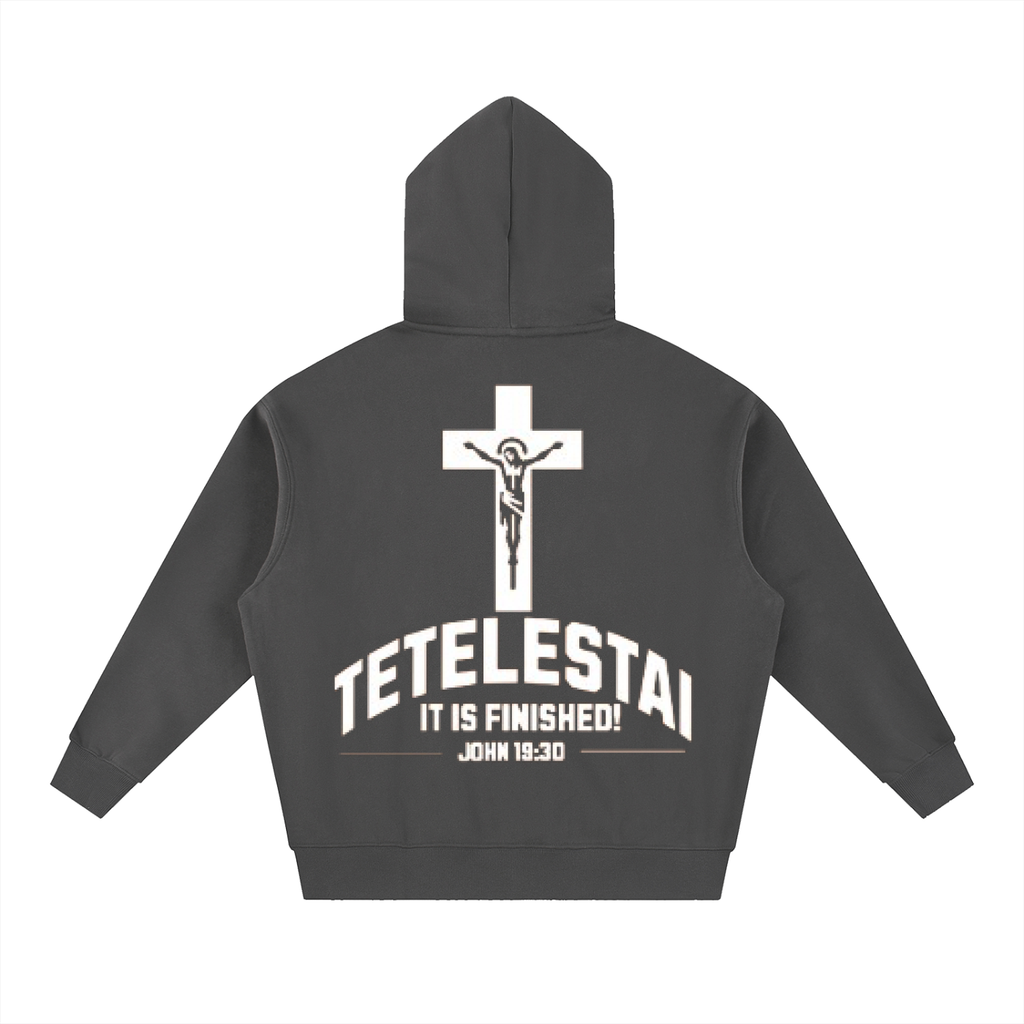 White Lettered Crucifix Hoodie