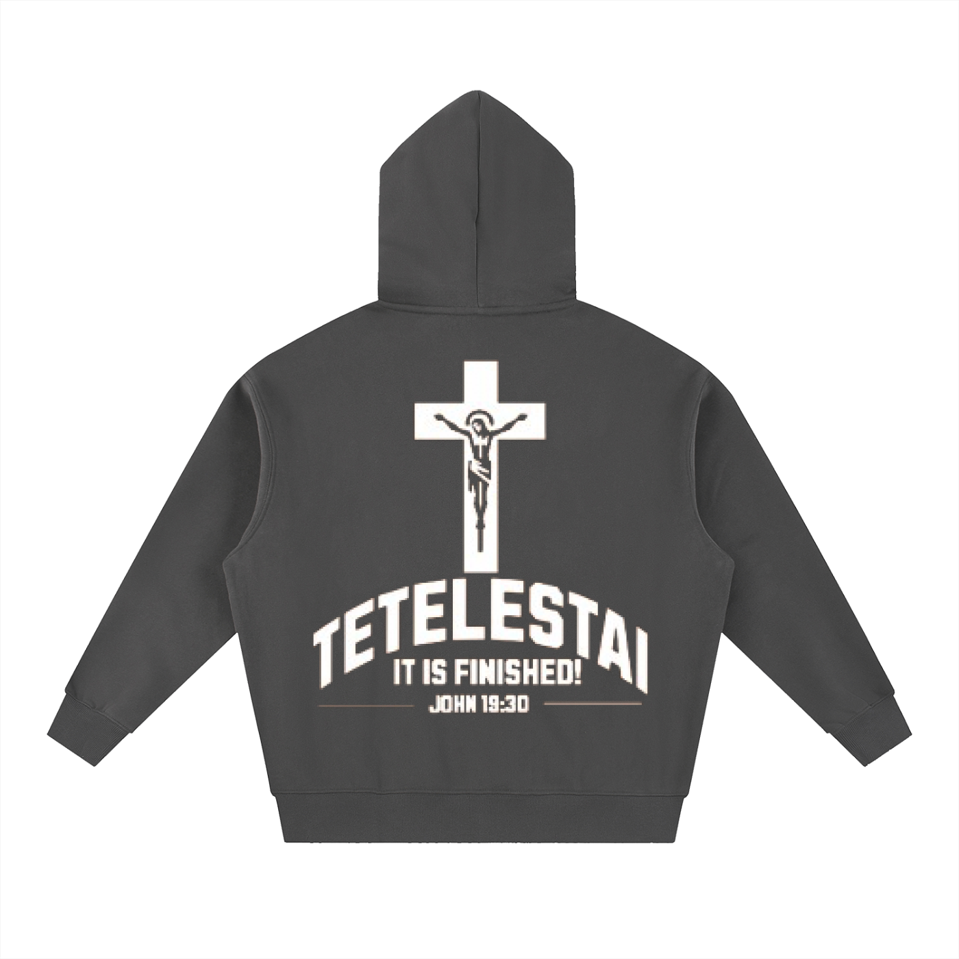 White Lettered Crucifix Hoodie