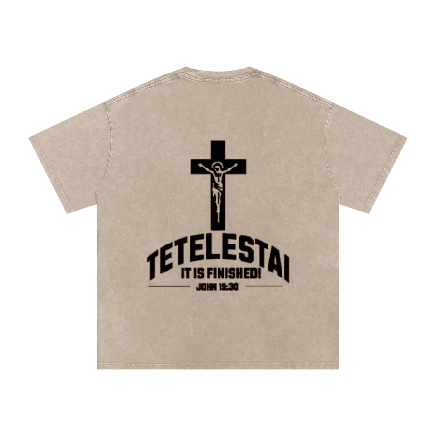 Crucifix Black Lettered Washed T-Shirt