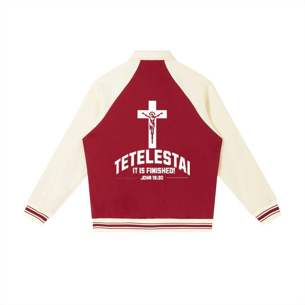 Contrast Raglan Sleeve Baseball Jacket