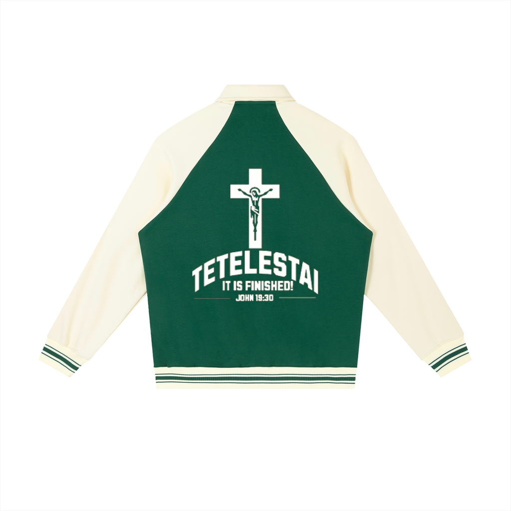 Contrast Raglan Sleeve Baseball Jacket