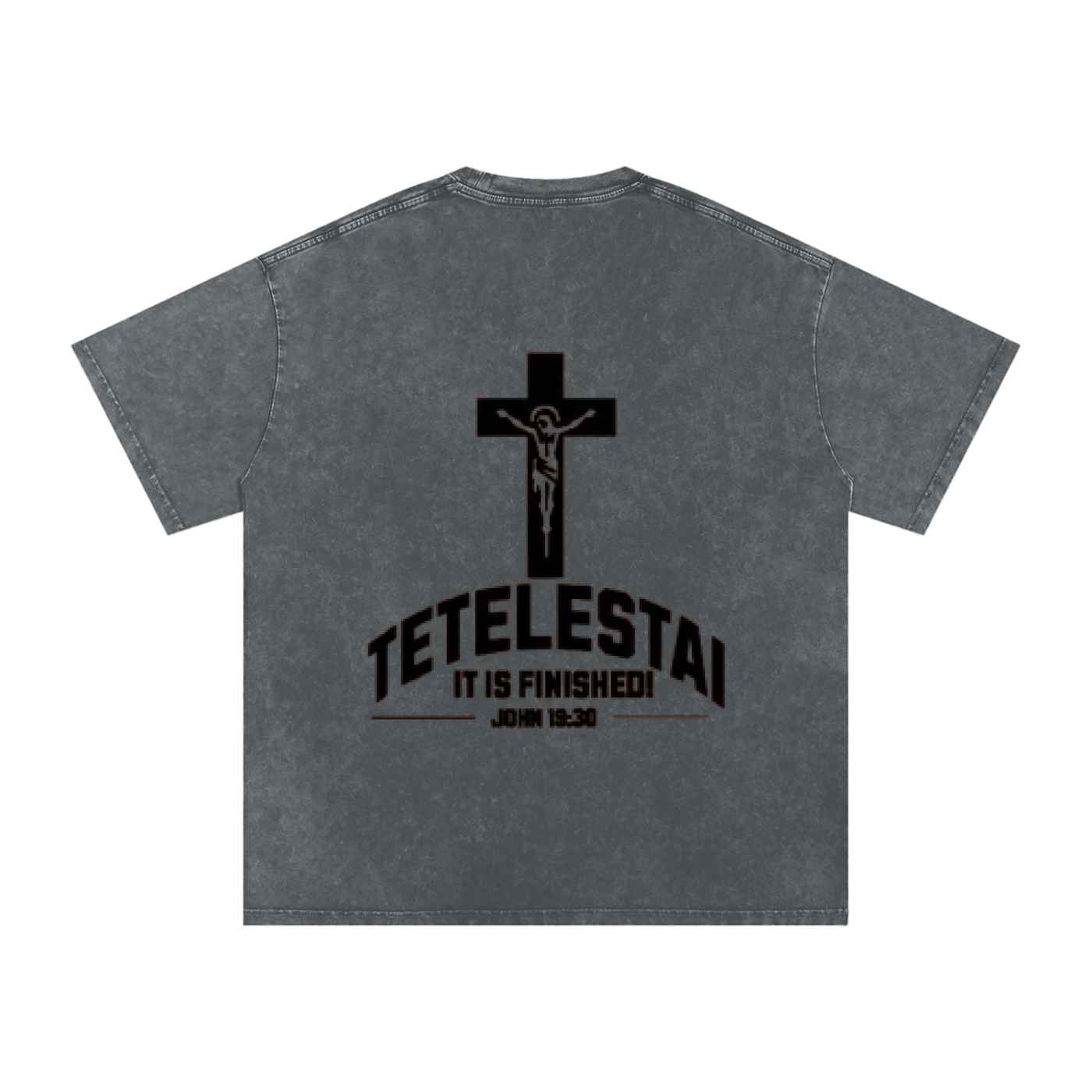Crucifix Black Lettered Washed T-Shirt